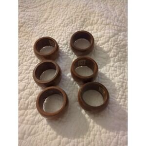 Lot Of 6 Wooden Napkin Rings Made In India